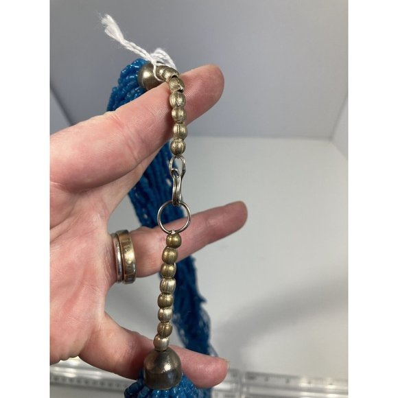 Vintage Artisan Blue Apatite MultiString Beaded Women's Necklace 16" - Picture 4 of 5